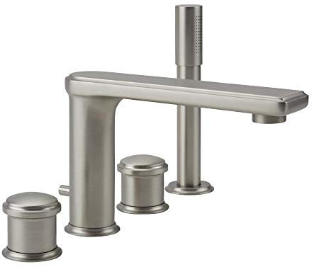 Milano Ashurst Four Tap Hole Bath Shower Mixer Tap Pencil Hand Shower Handset - Brushed Nickel