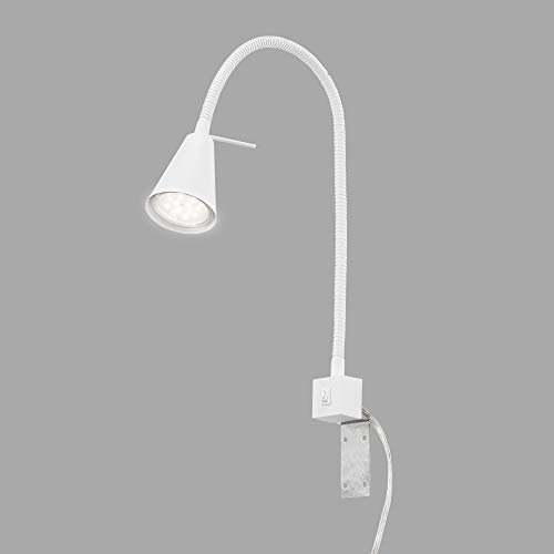 BRILONER Leuchten Lampada da letto a LED, braccio flessibile, con interruttore on/off, 4 watt, 400 lumen, 3.000 Kelvin, colore bianco