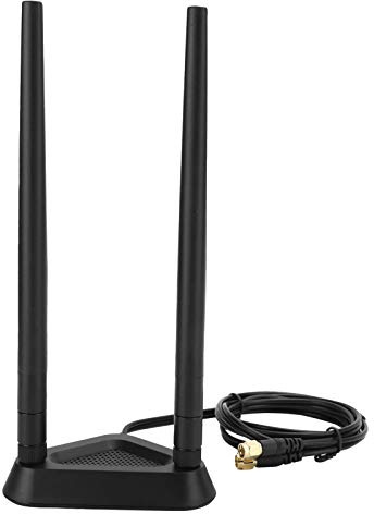 ASHATA WiFi-antenn med magnetisk basnätverksförlängningskabel, RP-SMA förlängningskabel hane till hona Nätverksrouter Wifi-kabelbas 2 x 8 dBi (bas + antenn)