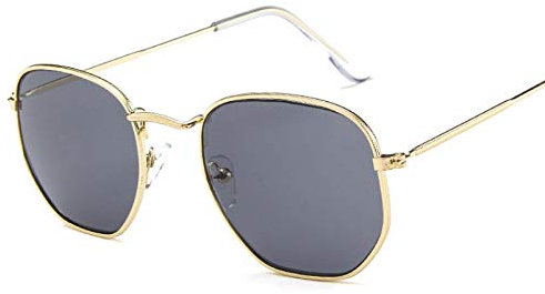 ShFhhwrl Klassisch Sonnenbrille Polygon Clear Square Sonnenbrille Frauen Mode Dame Vintage Metall Kleiner Rahmen Einfache Sonnenb
