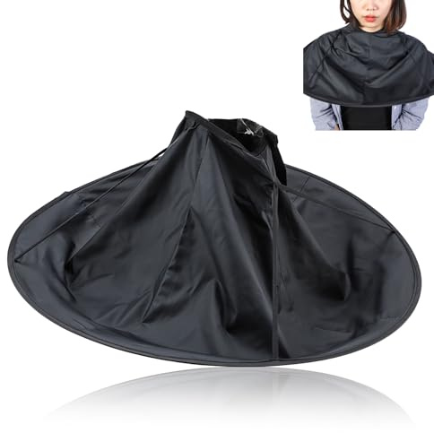 YUYTE Haircut Barber Cloak, Hair Cutting Haircut Cape, Adult Kids Hair Cutting Catcher Umbrella Cape Hairdressing Kit for Stylists Salon Gown (12-Black)