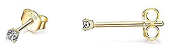 SNORSO Boucles d'oreilles Femme Argent 925, Clous d'oreilles Plaqué Or Avec Zircone Cubique 3mm Rondes pour Femme Fille