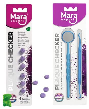 Set di rimozione della placca con compresse per la macchiatura dei denti, dentifricio per la macchiatura, strumento dentale - agente della placca per sorrisi naturali e bianchi Plaque Checker Set