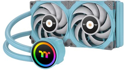 Thermaltake TOUGHLIQUID 240 ARGB Motherboard Sync - Turquoise Edition AMD/AM5/Intel LGA1700 Ready Sistema de refrigeración líquida Todo en uno 240 mm radiador de Alta eficiencia CPU Cooler
