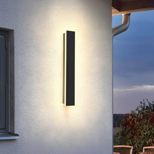 ZTWLEED Utomhus LED-vägglampa, 8 W utomhusvägglampa IP65, vattentät, varmvit, 3 000 K, utomhusvägglampor för trappor hall, balkong, uteplats, trädgård, balkong, 40 cm, 110–240 V