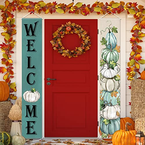 Tiamon Herbst-Türbanner Welcome Autumn Veranda-Schild, Kürbis, Erntedankfest, hängende Banner, Herbsternte, Türdekorationen, Herbstdekorationen für Hof, Innen- und Außenbereich, Wanddekoration
