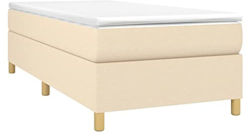 vidaXL Boxspringbettgestell, Polsterbett Bett für Schlafzimmer, Bettrahmen mit Lattenrost, Schlafzimmerbett Einzelbett, Creme 80x200cm Stoff