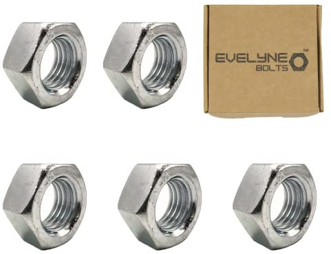 M20 (20 mm) Stahl-Sechskantmuttern, Muttern, Hülsenmuttern – Standardgewinde – 5 Stück