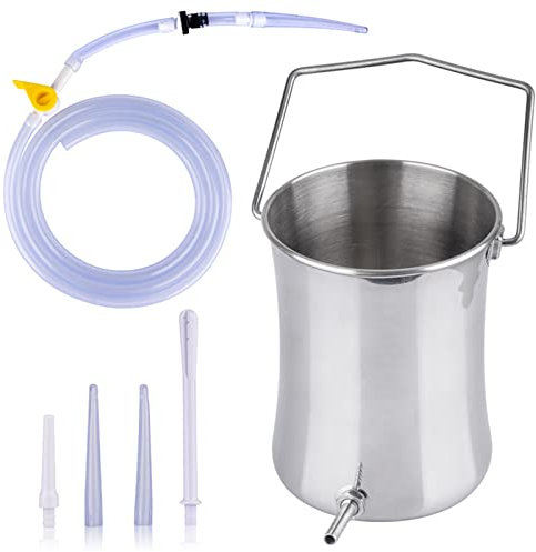 Enema Bucket Kit, 2 Quart Wiederverwendbarer Haushalt Edelstahl Enema Bucket Cleaning Kit für Haushalt Wasser Und Kaffee Darmreinigung Detox Enema