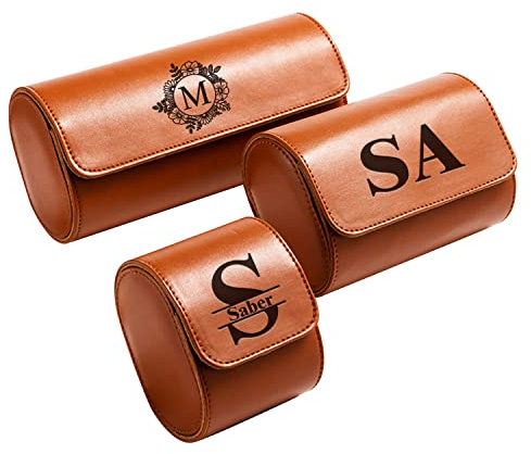 Personalised Watch Case for Men and Women, Customized PU Leather Travel Watch Case Roll Organizer For Dad, Engraved Name, Handcrafted Gift for Grandpa, Boy Friend, Watch Collector, Father's Day Gifts