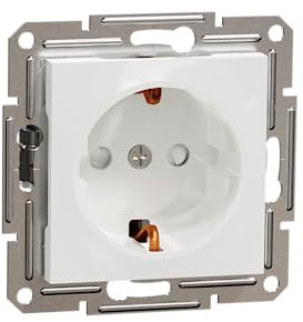 Schneider Electric Asfora EPH2970221D - Enchufe Schuko (16 A, protección táctil, protección de contacto, terminales de tornillo, enchufe empotrado), color blanco