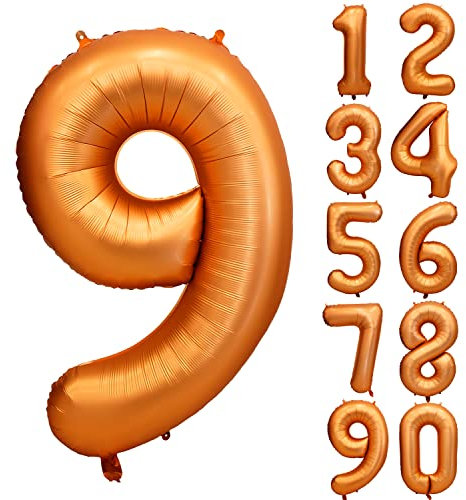 Palloncino arancione per compleanno, numero 9, in pellicola di colore gigante, in Mylar Elio, per matrimonio, baby shower, anniversario, decorazione di compleanno, ragazzi e ragazze, decorazione per