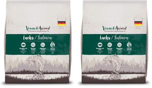 Venandi Animal Premium Trockenfutter für Katzen, Lachs,getreidefrei mit viel frischem Lachs, 300 g (Packung mit 2)