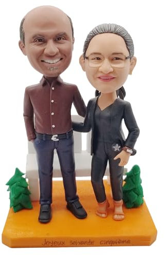 mydedor Custom Bobblehead, personalisierte, vollständig maßgeschneiderte Figur Wackelkopf, zwei Personen Figuren, maßgeschneiderte Portrait-Skulptur für Liebe, Freunde, Paare