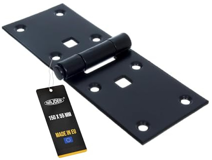 NAJDER Tür-Scharnier 2 Stück, Türband, für massive Türen innen und außen, Edelstahl Scharniere, Türangeln, Türscharnier Beschlag, Schräges Konstruktionsscharnier 150x55mm, schwarz lackiert RAL 9005