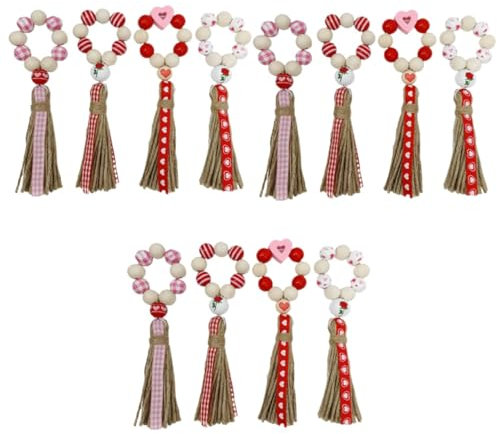 MAGICLULU 12 STK Serviettenringe aus Holzperle Retro-Wohndekoration Serviettenbänder Blumengirlande Vintage- Valentinstag Serviettenring aus Holz Partytischdekoration