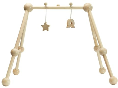PlanToys® Wooden Baby Gym | Montessori Baby Activity Center with Detachable Toys | Eco-Friendly Infant Play Gym with Sturdy A-Frame Design | Non-Toxic Baby Toy for Tummy Time & Sensory Development