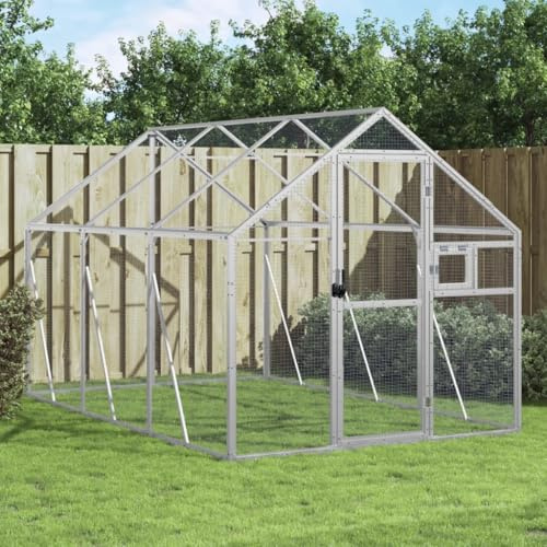 ShGaxin Voliere Silbern 1,79x3x1,85 m Aluminium, Vogelkäfig, Rattenkäfig, Wellensittich Käfig, Nagerkäfig, Papageienkäfig, Vogel Käfig, Hamsterkäfig - 3155796