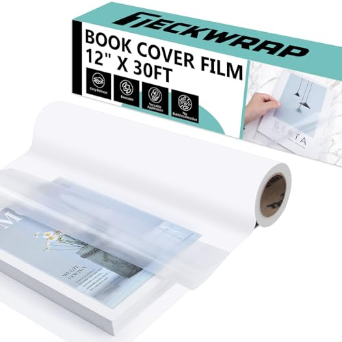 TECKWRAP Book Covering Film - Clear Sticky Back Plastic, Transparent Self Adhesive Vinyl, 12 x 30 FT (30.5cm x 915cm)