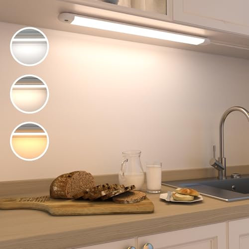 SIBI LIGHTING Unterbauleuchte Küche LED, Dimmbar LED Leiste mit Bewegungssensor, Einstellbare Farbtemperatur Unterschrankleuchte für Küche, Büro, Werkstatt, 41cm, 600lm