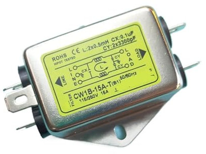 VLALAMNO CW1B-1A/3A/6A/10A/15A-T, Enchufe de una Sola Etapa, supresión de interferencias de Pulso de 220V y Filtro de Fuente de alimentación armónica de Corriente(CW1B-15A-T)