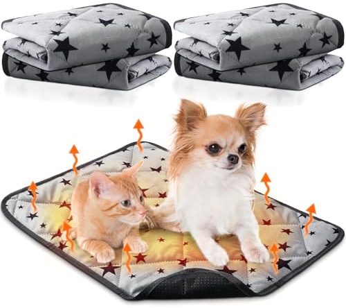 Namalu 4 Selbstwärmende Katzendecken Hundedecke mit Stern Muster Warme Weiche Decke für Haustier Waschbares Hundebett rutschfeste Decke für Outdoor Indoor (Rechteck, 60 x 90 cm)
