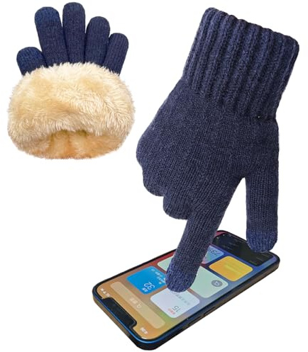 lifwimner Guantes de Invierno para Mujer, Guantes Cálidos con Pantalla Táctil con Forro Suave, Guantes de Invierno Deportes al Aire Libre(Marina)
