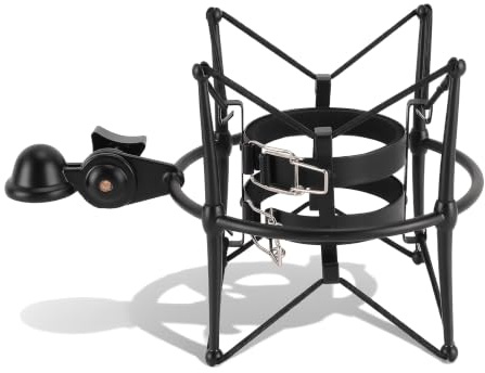 Microphone Shock Mount, Microphone Shock Mount Clip Holder Stand for Up to 60MM Diameter Microphone, Universal Anti Vibration Shock Mount for Recording Studio (Black)