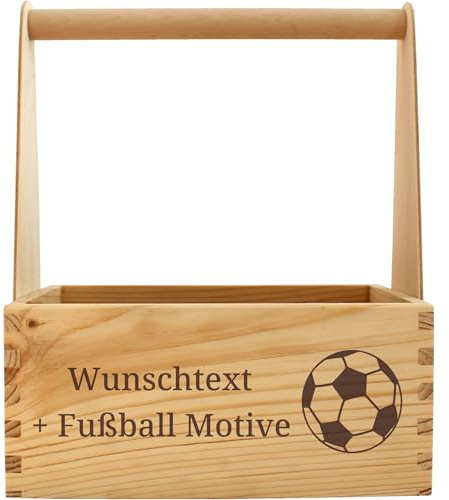 Geschenkissimo 6er Bierträger für Fußball und Bier Fans - personalisierter Flaschenträger aus Holz mit Gravur - Geschenk für Fußballer, Fußballerinnen, Spieler, Fußballbier