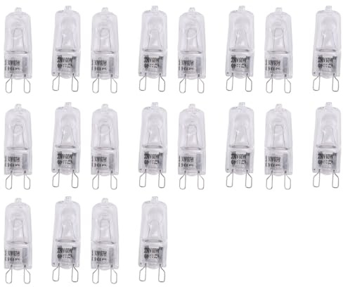 Tynmoel 20 StüCk G9 Halogen Lampen, 60 W Klare Halogen Lampen, Dimmbar, Warm 2800K für Kronleuchter, AnhäNger, Landschaft Beleuchtung