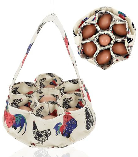 Sacchetti per uova, mini cestino per la raccolta delle uova con 7 sacchetti, cestino per la raccolta delle uova per fattoria gallina gallina anatra oca, casalinga giardino trasporto stoccaggio,