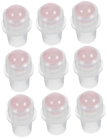 Healeved Essential Oil Bottle Replacement Rollers 9pcs for 10ml Oil Roller Bottles Natural Rose Quartz Balls for Aromatherapy Use