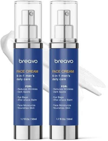 6 in 1 Face Cream for Men: 6 in 1 Mens Face Moisturizer, Mens Face Cream Anti Aging - Eye Bags Treatment & Wrinkle Cream for Men Pack of 2