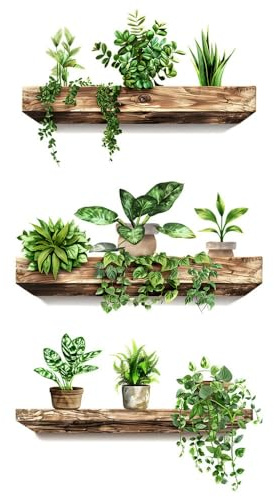 3D Plantes vertes Stickers Muraux Pots de Fleurs Sticker mural Décoration Salon Chambre Bureau Cuisine