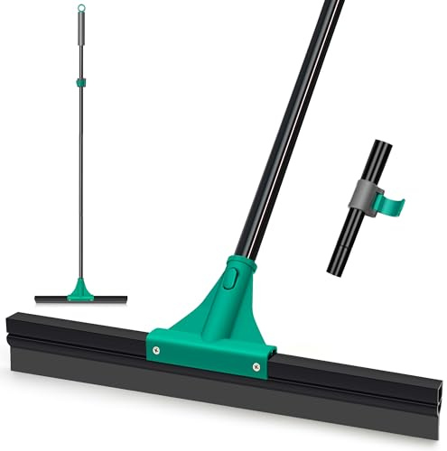 JEHONN Wasserschieber Bodenabzieher Abzieher Dusche Boden mit Teleskopisc Stiel 148 cm, Wasserabzieher Gummiabzieher Flitsche für Garage Beton Bad Fliesen Marmor Glas Shop Deck Fenster (Grün)