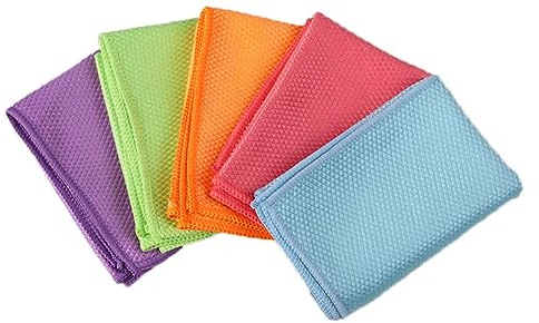 FOYTOKI 5 Paños de Limpieza de Fibra Superfina, Trapos de Cocina Absorbentes de Agua, para Hogar y Cocina, sin Marcas en Cristales Color Aleatorio