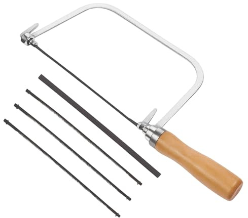 Coping Saw, Fine Tooth Saw with 4 Blades, Woodworking Hand for Precise Cutting, Model Making, Furniture Construction, DIY Crafts. (30×11cm)