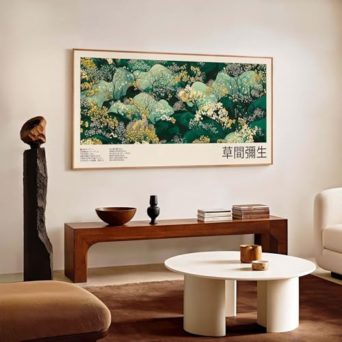 TONGYINLI Poster con stampe su tela di piante astratte con paesaggi, opere d'arte ispirate a Yayoi Kusama, decorazioni moderne per la casa, dipinti murali 55x110 cm senza cornice