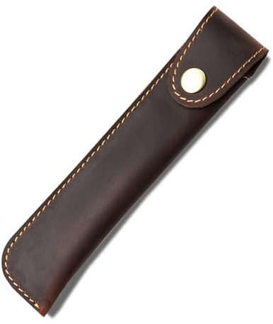 Kaizuca Stylo Doux Housse, Porte Stylo Cuir, Étui Stylo Cuir, avec Bouton Métal, Cuir Véritable Fait Main, Portatif, pour Stylo Plume, Stylo à Bille, Stylus