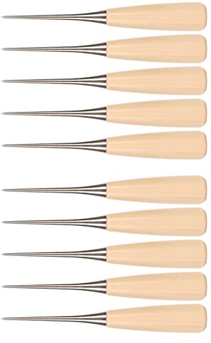 KIMISS Set di Punteruoli in Pelle - Punteruolo Antigraffio con Manico in Legno per Cucito Fai-da-te, Artigianato e Rilegatura di Libri - Punteruoli di Precisione in Acciaio Inossidabile