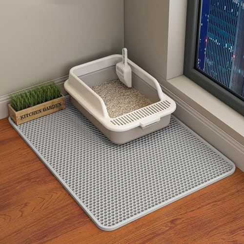 Alfombrilla para arena para gatos, 60 x 45 cm, doble capa, impermeable, diseño para gatos, caja de arena para gatos, alfombrilla para inodoro para gatos
