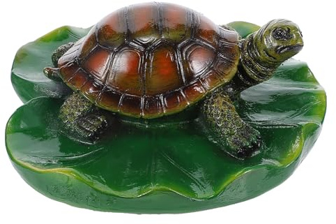 UKCOCO Décoration Flottante pour Bassin – Figurine de Tortue en Résine Feuille de Lotus, Ornement de Fontaine Naturelle, 1 Pièce, pour Jardin, Piscine et Étang Extérieur