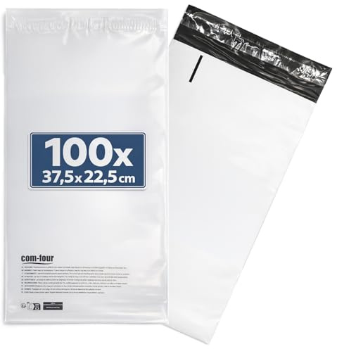 com-four® 100x Folienversandtaschen 37,5 x 22,5 cm, selbstklebende | Versandtaschen für Kleidung - Textilien - Warenpost und Onlinehandel
