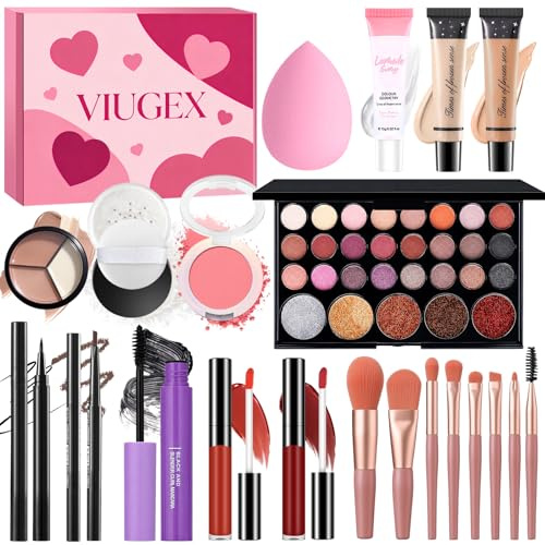 Set Trucchi Donna, Kit Trucco Make Up Completo, Set di Trucchi Professionale Tutto in Uno, Cofanetto Regalo Makeup per Ragazza Adolescente con Paletta Ombretti Fondotinta Gloss Labbra Mascara Eyeliner