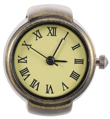 WRITWAA Retro Fingerringuhr Dekorative Schmuckuhr aus Zinklegierung Klein | Vintage Stil, Leicht Tragbar und Praktisch, für Damen und Herren, Festival, Alltag, Geschenk