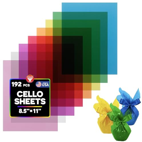 Hygloss Products cellofanlakan – 6 ark med 8 ljus, livliga färger – bra för konst, hantverk, gör-det-själv-projekt, omslagspresenter, klassrumsaktiviteter, 192 ark
