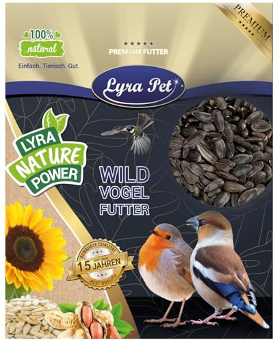 Lyra Pet® 10 kg de graines de Tournesol Noir | Nourriture pour Oiseaux Sauvages Toute l'année | Idéal pour Les Petits Oiseaux | avec Une teneur maximale en Huile | Donne de l'énergie en été et Hiver