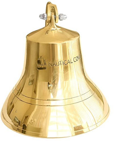 Nagina International Nautical Cove - Navires en Laiton Massif - Cloche de 6 de Hauteur et à Fixer au Mur - Anneau Clair pour Utilisation intérieure et extérieure