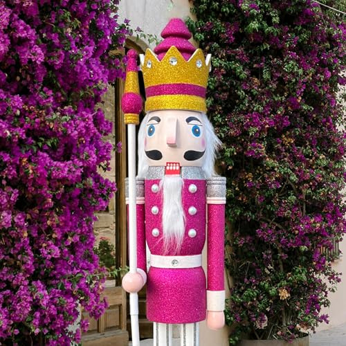 ECOM-CDL Ornamento de Cascanueces de Madera Rojo Rey en el Soporte se sostiene, CDL 120cm 48 4Ft Alto, Largo K32-1