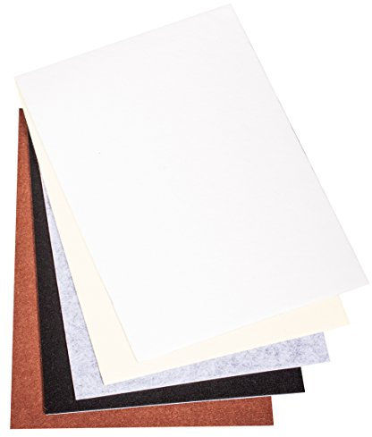 Rayher Hobby Selbstklebender Bastelfilz, 5 Blätter á 20 x 30 x 0,1 cm, Weiß/Braun/Schwarz/Grau